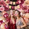 Pink Burgundy Birthday Decorations Kit with Balloons, Tissue Paper Pom Poms, Happy Birthday Banner, Paper Confetti & Hanging Swirl Birthday Party Decoration